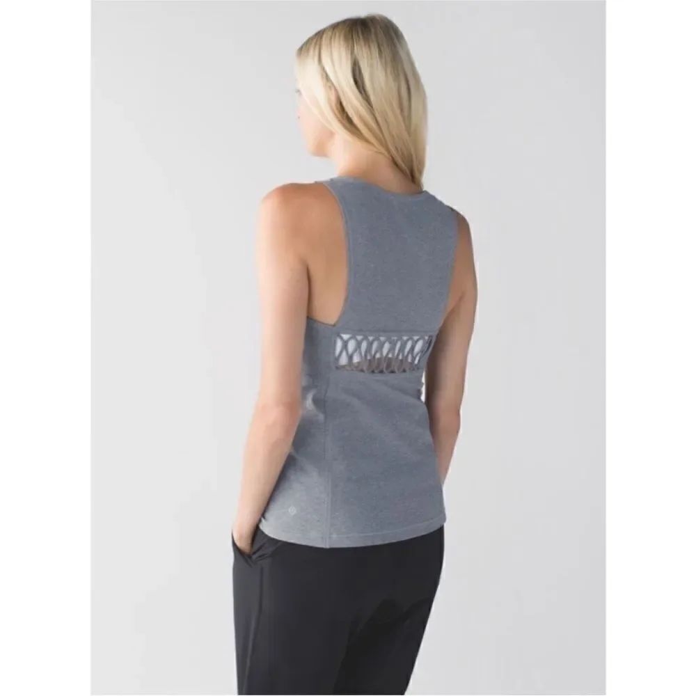 Lululemon Athletica Sweaty Or Not Tank Top Luxtreme Heathered Slate Grey